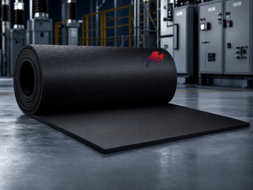 IEC 61111:2009 compliant electrical insulating mats for high-voltage safety, showing voltage classes, technical specifications, environmental resistance, and electrical workplace applications.